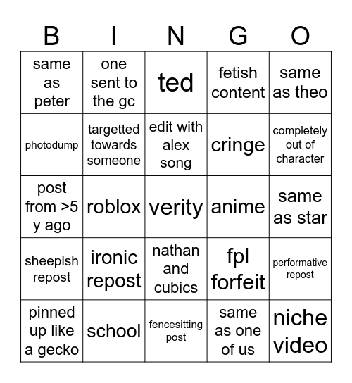 alex brown Bingo Card