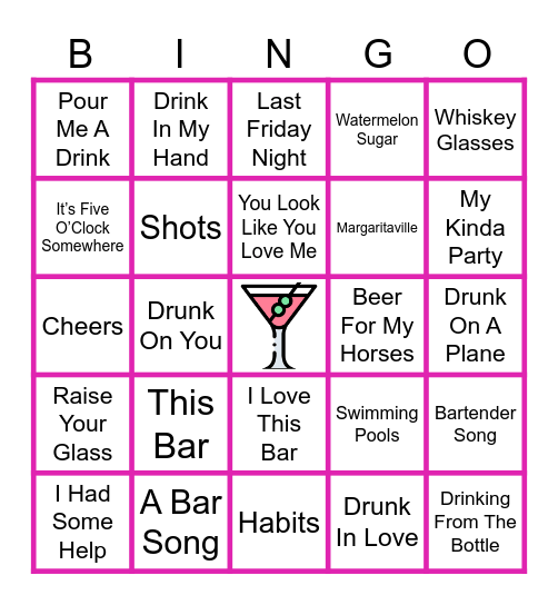 Happy Hour Bingo Card