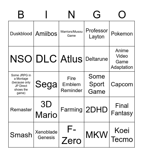 awfasefeasf Bingo Card
