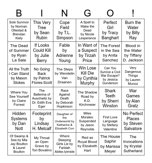 2026-2027 Book Bingo Card