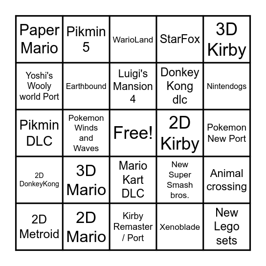 Direct Prediction Bingo Card