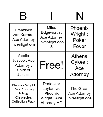 Nintendo Direct 9/9/2026 Bingo Card