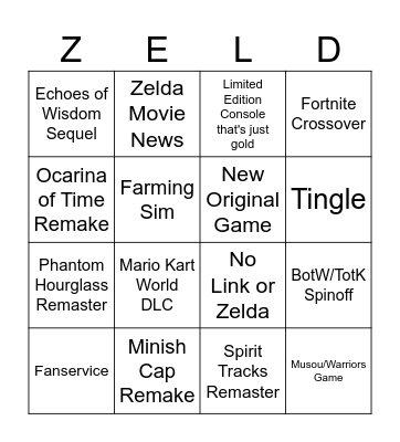 Zelda Direct Bingo Card
