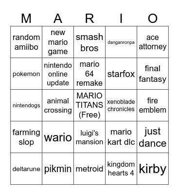 nintendo direct of the century Bingo Card