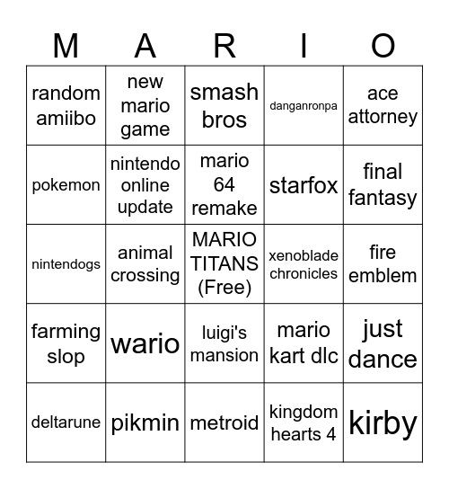nintendo direct of the century Bingo Card