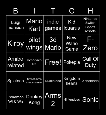Nintendo Direct 9/9/26 Bingo Card