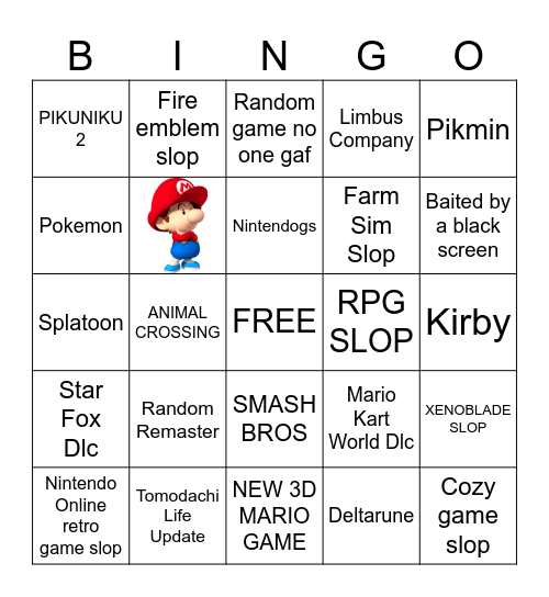 Nintendo Direct Bingo Card