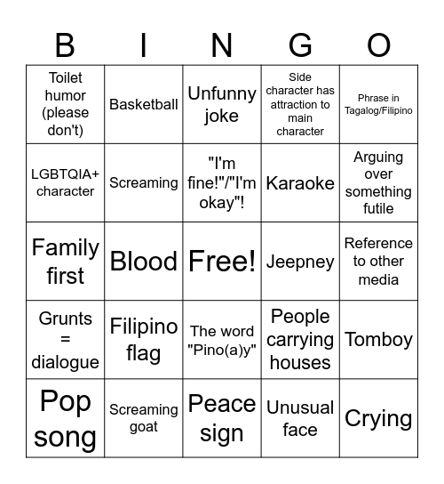 Forgotten Island bingo Card