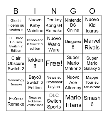 Nintendo Direct 9/9 Bingo Card