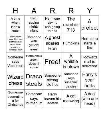 Harry Potter Bingo Card
