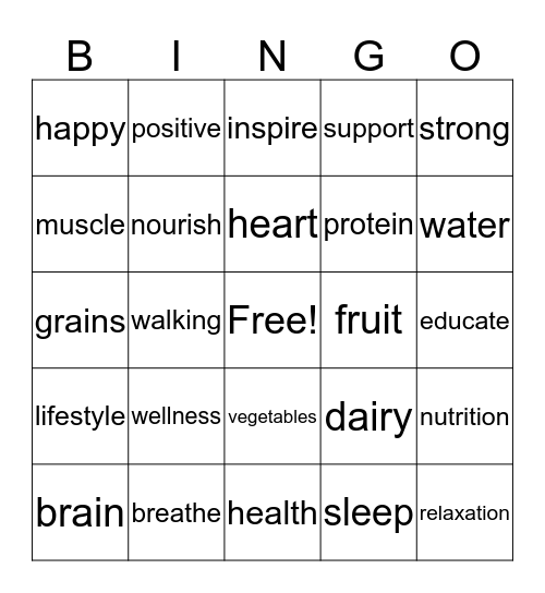 HEALTH AND WELLNESS Bingo Card