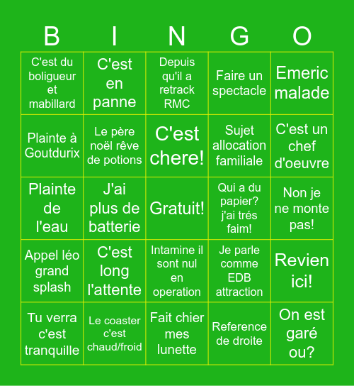 Bingo Parc Asterix Bingo Card