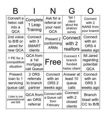Mortgage Direct Bingo Card