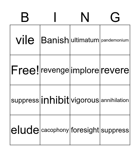 Sophomores Vocab Sets 1-4 Bingo Card
