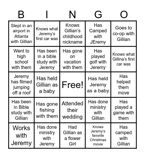 Flanagan Bingo Card