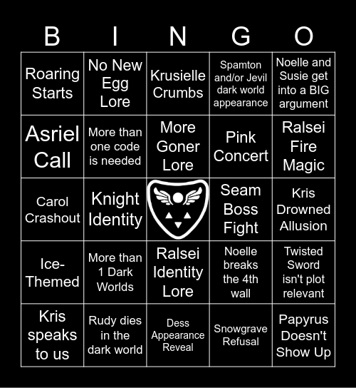 Deltarune Chapter 6 Bingo Card