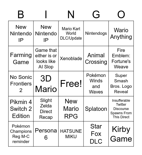 2026 September Direct Bingo Card