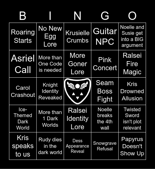 Deltarune Chapter 6 Bingo Card