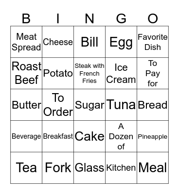 F2- Unité 3 Leçon 9 Bingo Card