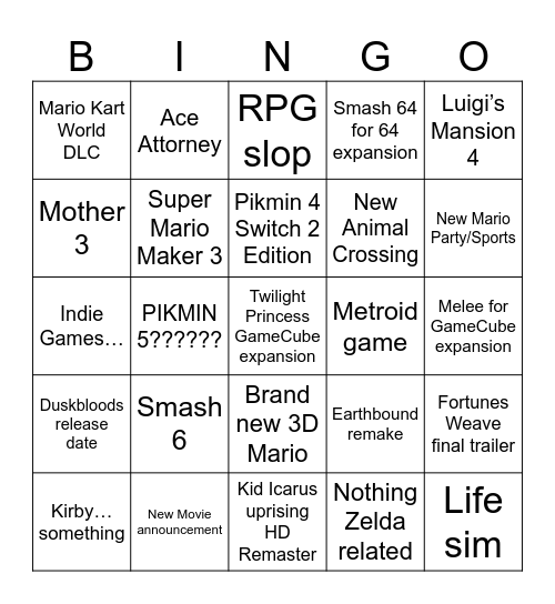 Untitled Bingo Card
