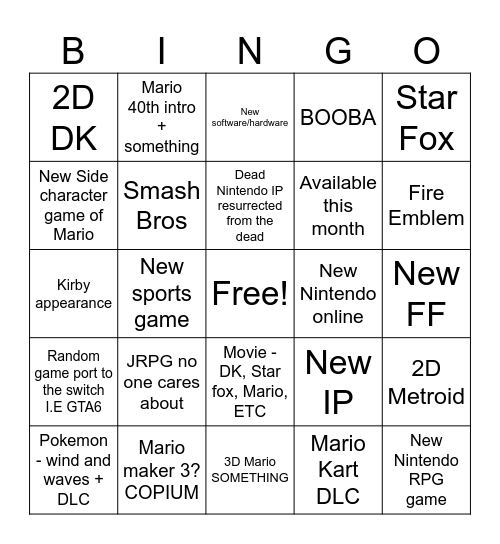 9/9/2026 Bingo Card