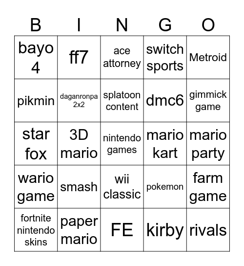 direct 9/9 Bingo Card
