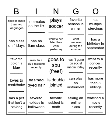 ICEBREAKER BINGO Card