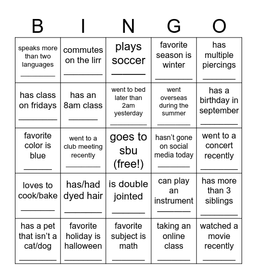 ICEBREAKER BINGO Card
