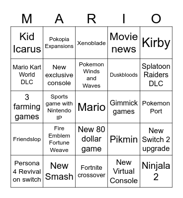 9/9 Direct Bingo Card