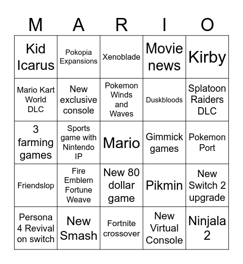 9/9 Direct Bingo Card