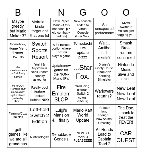 9/9/26 Direct!! Bingo Card