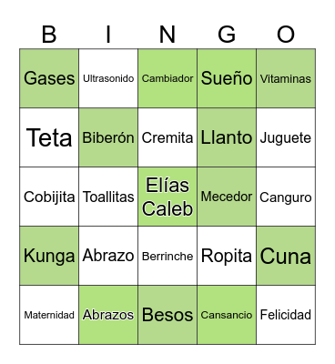 Baby Shower Bingo Card