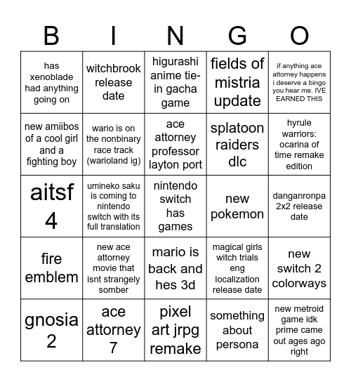 Untitled Bingo Card