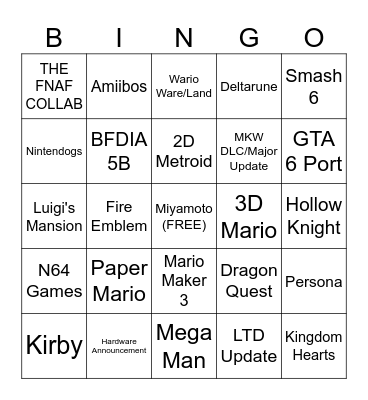 September Direct Bingo Card