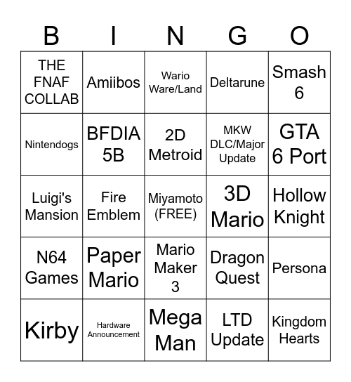 September Direct Bingo Card
