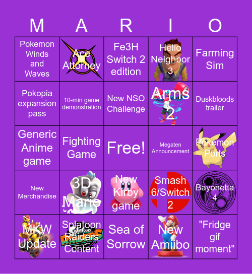 Nintendo Direct Bingo! Bingo Card