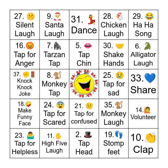 Laugh & Tap Club Bingo - 2 (with 36) Bingo Card