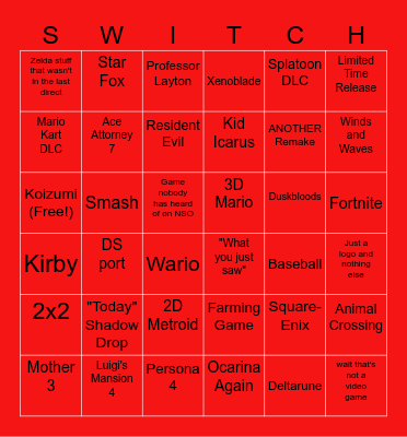 9/8 Direct Bingo Card