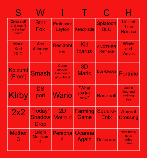 9/8 Direct Bingo Card