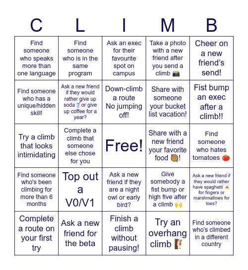 FRESHMAN Bingo Card