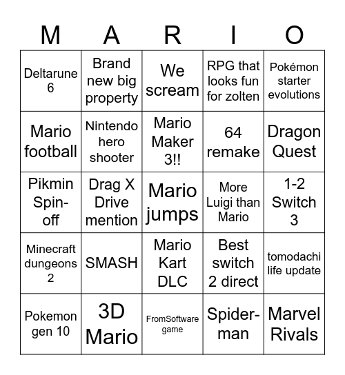 Smash Direct 9/9/26 Bingo Card