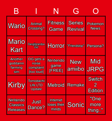 9/9/26 Direct Bingo Card