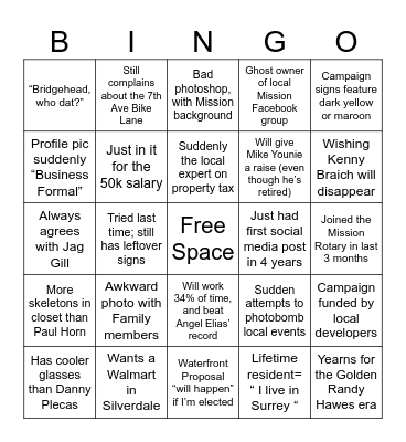 2026 Mission Candidate Bingo Card