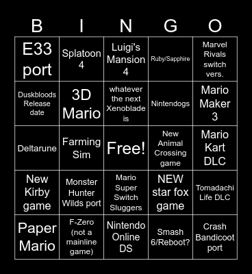 September Direct Bingo Card