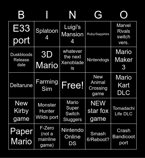 September Direct Bingo Card