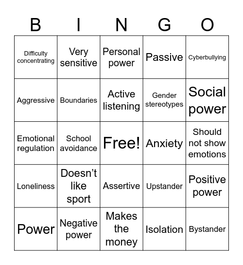 8 Health Revision Bingo Card