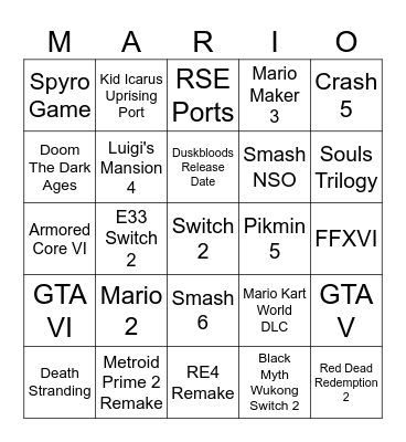 09 09 Nintendo Direct Bingo Card