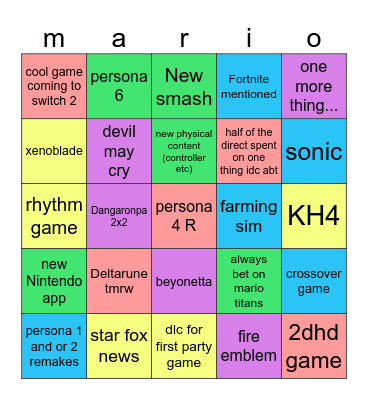 Direct Bingo Card