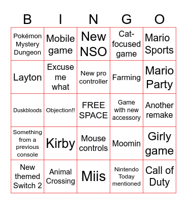 Septendo Direct Bingo Card