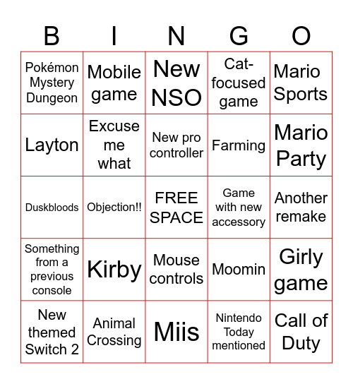 Septendo Direct Bingo Card